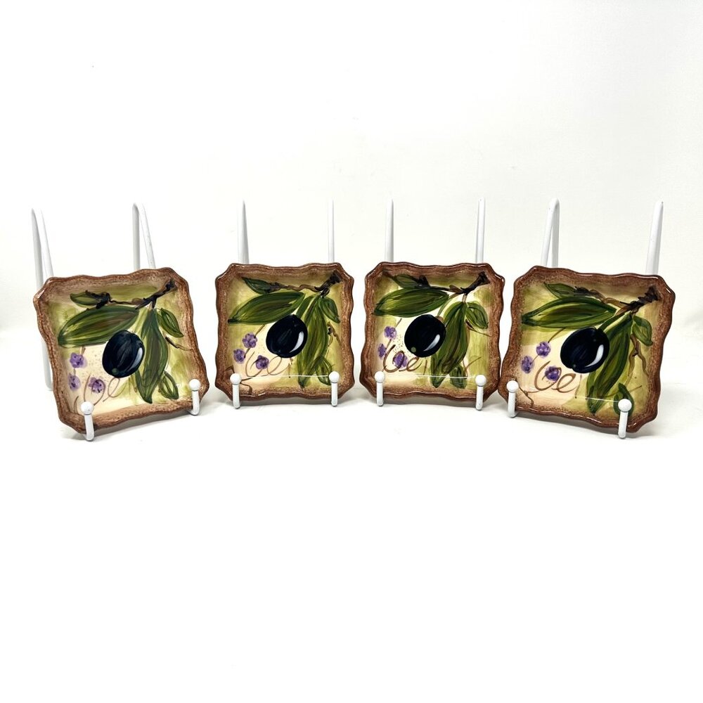 Tabletops Unlimited Olives Italian Design Dipping Dished Set of 4 Super Cute!